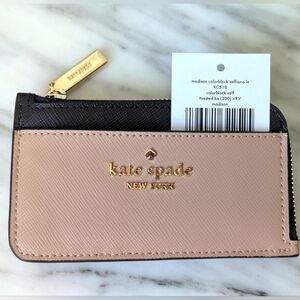 NWT Kate Spade Madison Top Zip Card Holder - toasted hazelnut